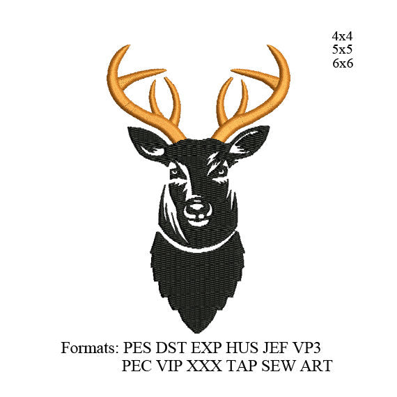 Reindeer Head embroidery design,Deer head embroidery machine k1139 , instant download