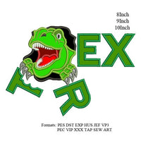 Dino Rex dinosaur applique embroidery design, T-rex text applique embroidery machine, k1146