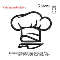 Chef hat outline kitchen chef hat embroidery design,chef hat embroidery machine, k1049 , instant download