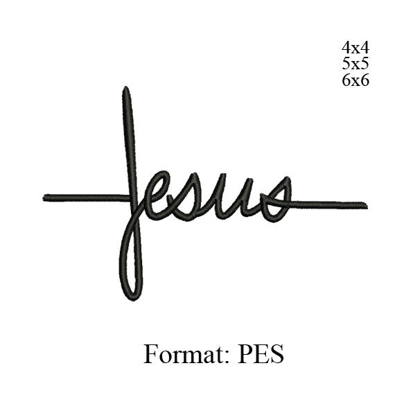 Jesus name embroidery design,Jesus Cross text Embroidery Design, k1162 , instant download