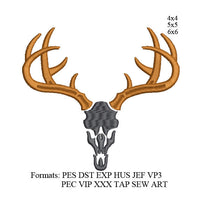 Reindeer skull embroidery design,Deer skull embroidery machine k1106 , instant download