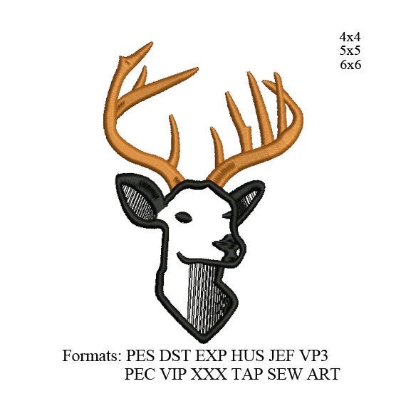 Reindeer Head embroidery design,Deer head embroidery machine k1108 , instant download