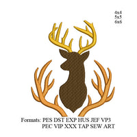 Reindeer Head embroidery design,Deer antlers embroidery machine  deet with antlers embroidery k1113 , instant download