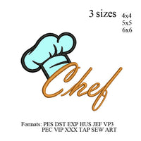 Chef Hat applique with text kitchen chef embroidery design,Chef hat applique embroidery machine, k1159 , instant download