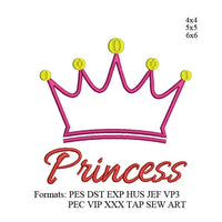 Princess Crown applique Embroidery design applique Crown embroidery pattern Princess tiara embroidery design , k1197