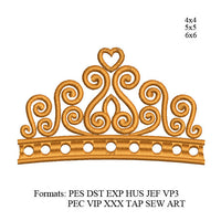 Crown Embroidery designs,Crown embroidery patterns,Princess tiara embroidery design,king crown embroidery design, k1209
