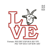 Goat embroidery design,Goat love embroidery machine, love Goat embroidery pattern,cute goat embroidery,outline goat k1224