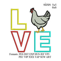 Chicken Applique embroidery design,Chicken love embroidery pattern, chicken embroidery designs,chicken embroidery design N3009