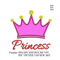 Princess Crown applique Embroidery design applique Crown embroidery pattern Princess tiara embroidery design , k1197