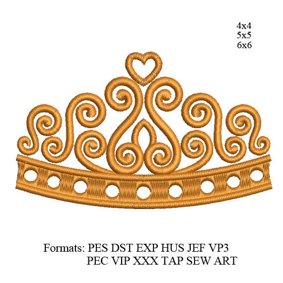 Crown Embroidery design,Crown embroidery pattern,Princess tiara embroidery design, k1207