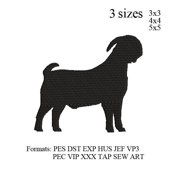 Goat Silhouette embroidery design,chèvre motif de broderie ,embroidery pattern,embroidery designs,boer goat embroidery design N3025