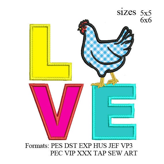 Chicken Applique embroidery design,Chicken love embroidery pattern,chicken embroidery designs,chicken embroidery design N3010