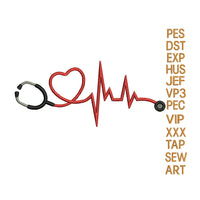 Nurse Heart Beat embroidery design,Heart embroidery machine, k1255 , instant download