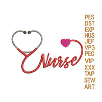 Nurse love Stethoscope embroidery design,Heart embroidery machine, k1257 , instant download