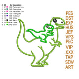 T-rex dinosaur applique embroidery design, T-rex dinosaur embroidery machine, k1283 , instant download
