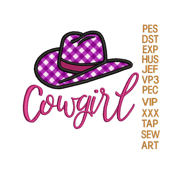 Cowgirl applique embroidery design, Cowgirl embroidery pattern, K1285