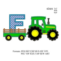 Tractor pulling F embroidery design,Tractor Applique embroidery machine,birthday embroidery design,K1295,instant download