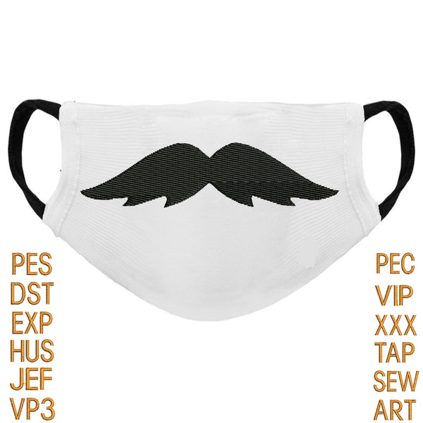 Mustache face Mask embroidery design,Adults Kids,Mustache,Creative Mask embroidery,Mouth mask,Mustache embroidery pattern K1324