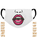 face mask embroidery design,lips embroidery,Adults Kids,sexy lips embroidery ,Creative Mask embroidery, Mouth mask,K1332