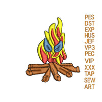 Campfire Embroidery Design,Flame Embroidery Design,fire Embroidery pattern,Camp Fire Embroidery camping embroidery N1263