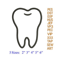 Tooth Applique Embroidery Design,tooth embroidery pattern,Dentist Dental Doctor Designs;Tooth Outline Embroidery Pattern N1352