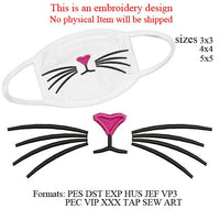 cat face mask embroidery design, Machine embroidery design, cat whiskers,3033