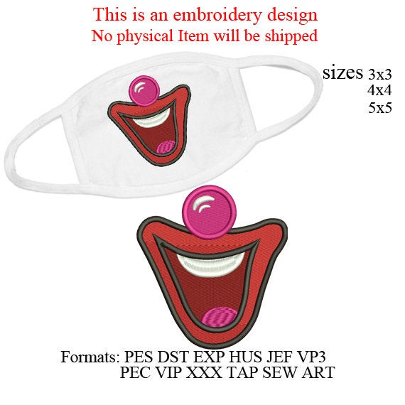 clown face embroidery design,clown embroidery machine,3045