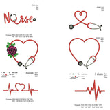 nurse love set embroidery design,nurse embroidery design,face mask pattern,nurse embroidery designs,set of 6 embroidery designs N3052