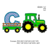 Tractor pulling C embroidery design,Tractor Applique embroidery machine,birthday embroidery design,tractor birthday embroidery K1292