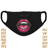 face mask embroidery design,lips embroidery,Adults Kids,sexy lips embroidery ,Creative Mask embroidery, Mouth mask,K1332