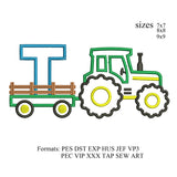 tractor pulling T embroidery design,Tractor S applique embroidery design,birthday embroidery design,embroidery designs tractor,K1385