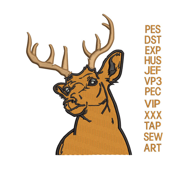 deer embroidery design,deer head embroidery machine,embroidery deer pattern,applique deer  k1393