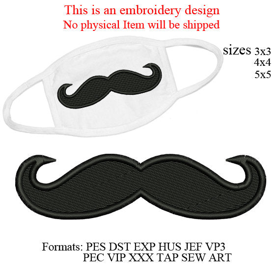 mustache embroidery design,mustache embroidery design,machine embroidery design,mustache Mask,mustache embroidery,mustache mask 3040