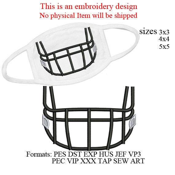 football helmet embroidery design, helmet embroidery design, machine embroidery design,football helmet Mask, helmet mask embroidery, 3044
