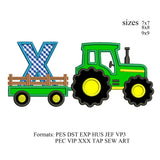 tractor pulling X embroidery design,Tractor applique embroidery design,birthday embroidery design,embroidery designs tractor,K1389